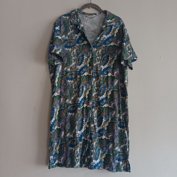 Vera Bradley Dresses & Skirts - Vera Bradley cotton button-down night dress flowers + feathers cool beach summer